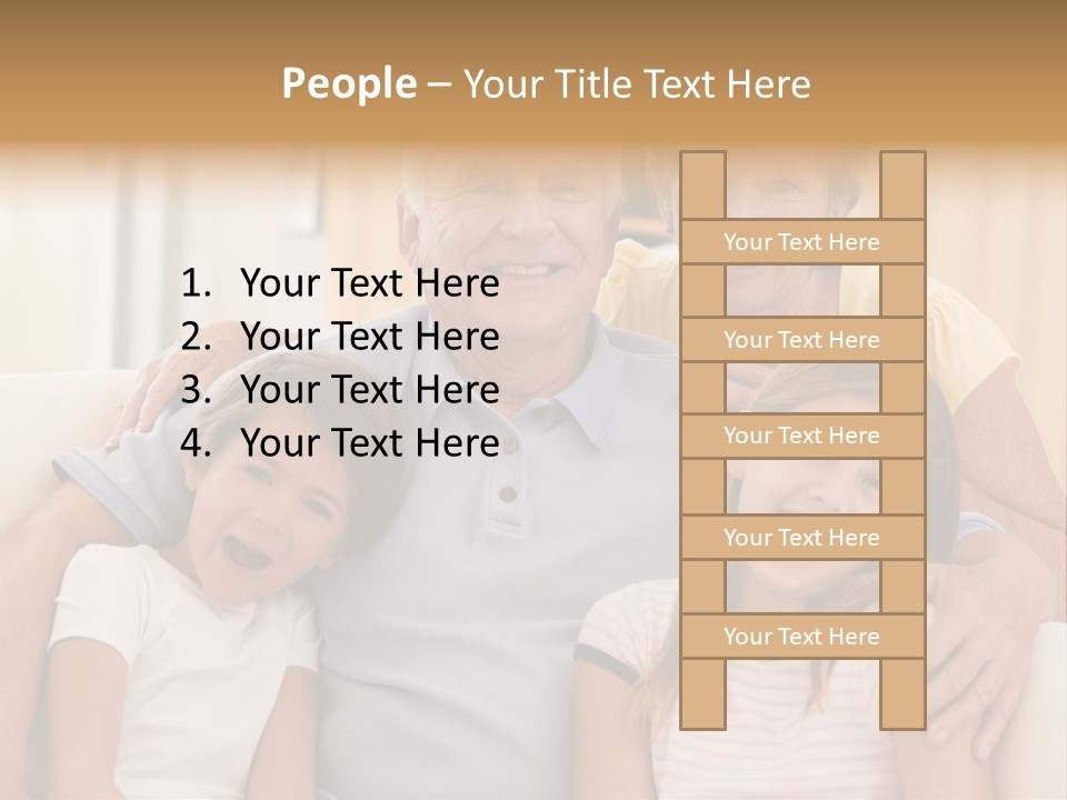 Grandparents Posing With Grandchildren PowerPoint Template