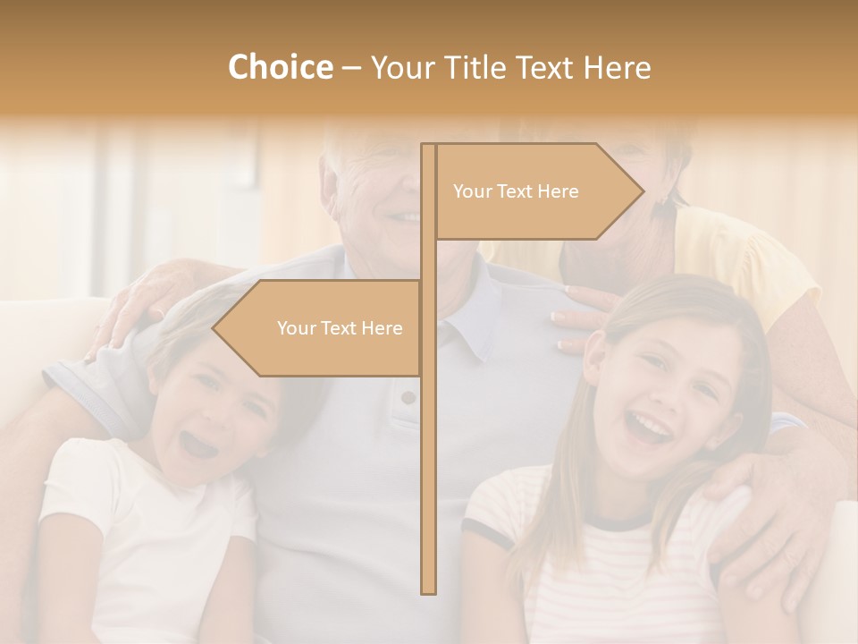 Grandparents Posing With Grandchildren PowerPoint Template
