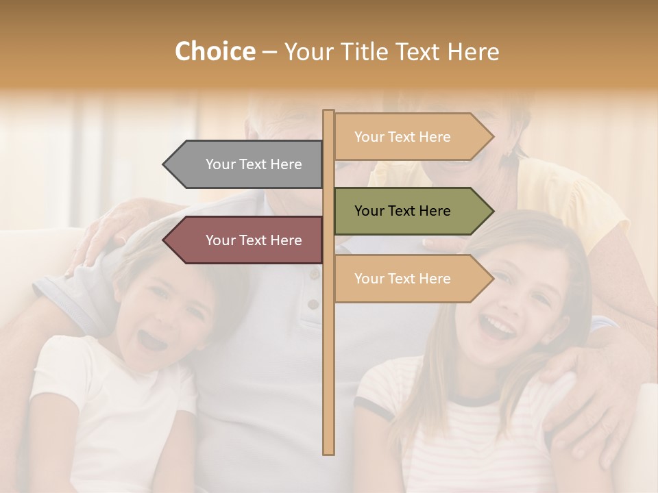 Grandparents Posing With Grandchildren PowerPoint Template