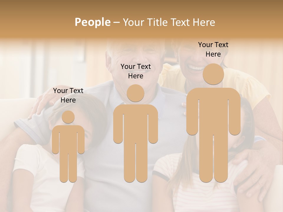 Grandparents Posing With Grandchildren PowerPoint Template