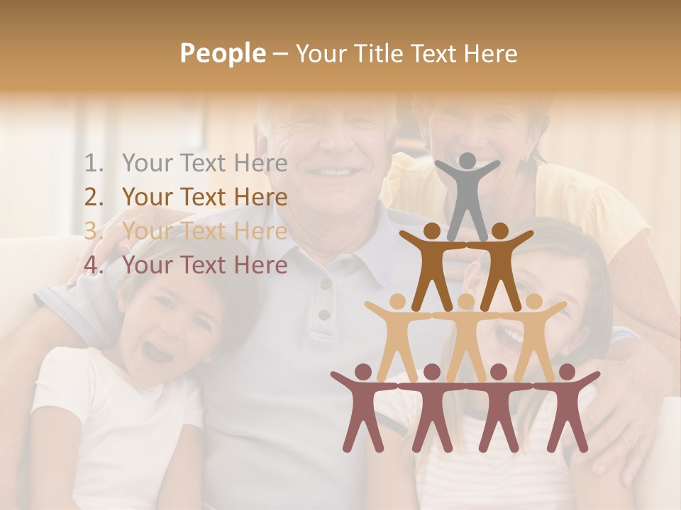 Grandparents Posing With Grandchildren PowerPoint Template