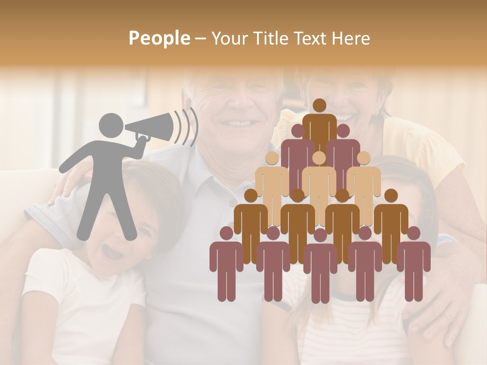 Grandparents Posing With Grandchildren PowerPoint Template