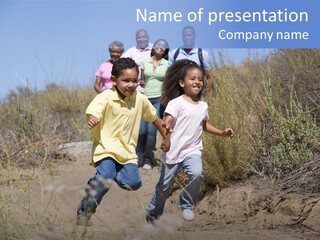 Extended Family Walking In Countryside PowerPoint Template