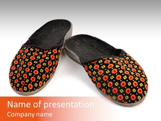 House Slippers On A White Background PowerPoint Template