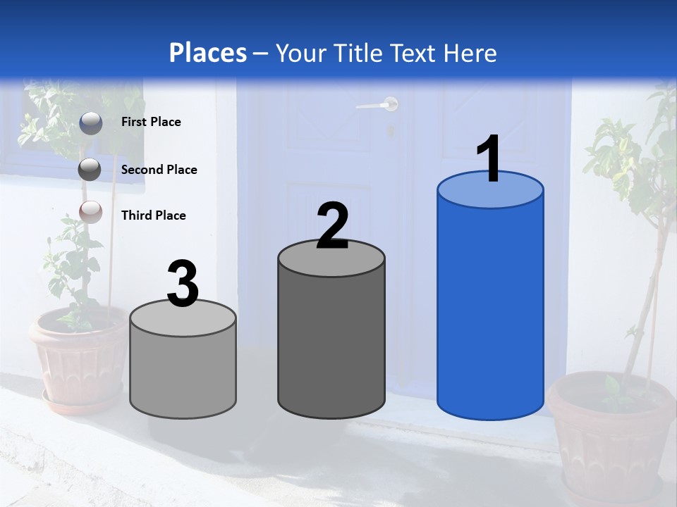 Door, Traditional Greek House On Santorini Island PowerPoint Template