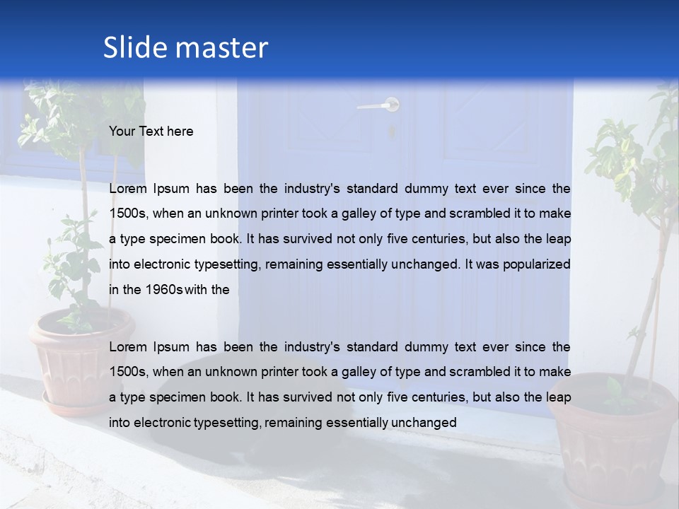 Door, Traditional Greek House On Santorini Island PowerPoint Template