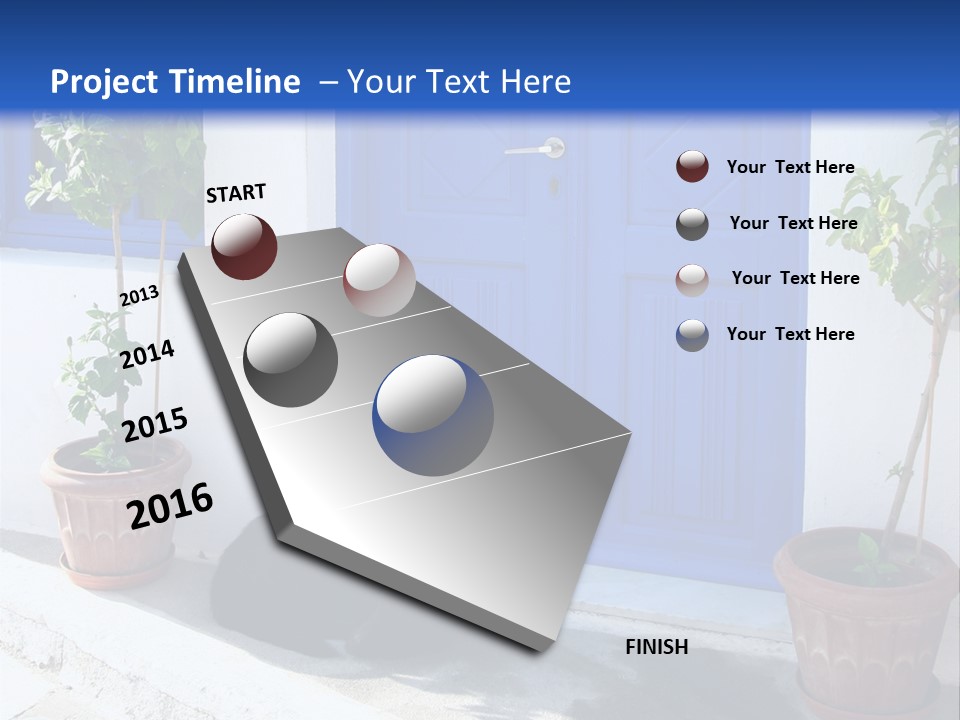 Door, Traditional Greek House On Santorini Island PowerPoint Template