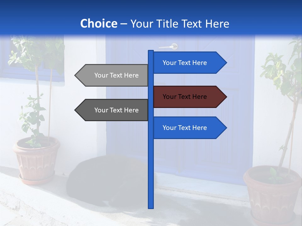 Door, Traditional Greek House On Santorini Island PowerPoint Template