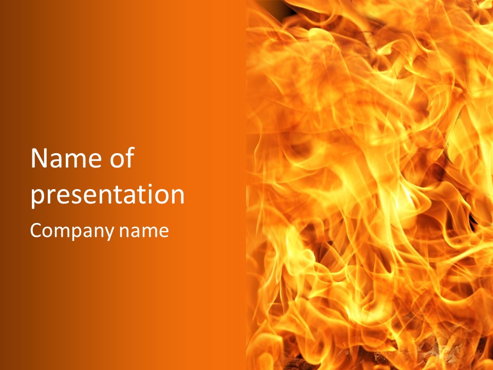 Burning Fire Close-Up, May Be Used As Background PowerPoint Template