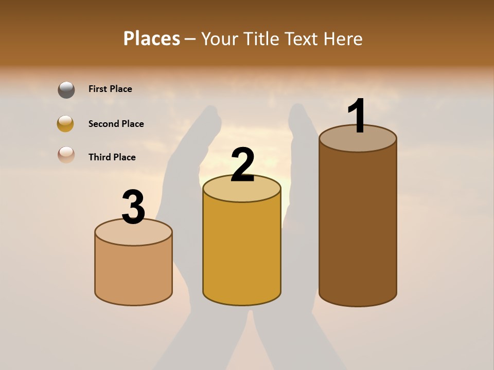 Hands Holding The Sun At Dawn PowerPoint Template