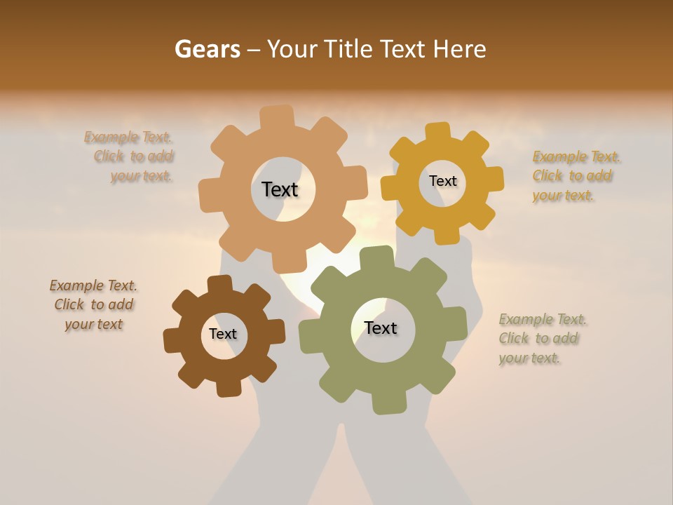 Hands Holding The Sun At Dawn PowerPoint Template