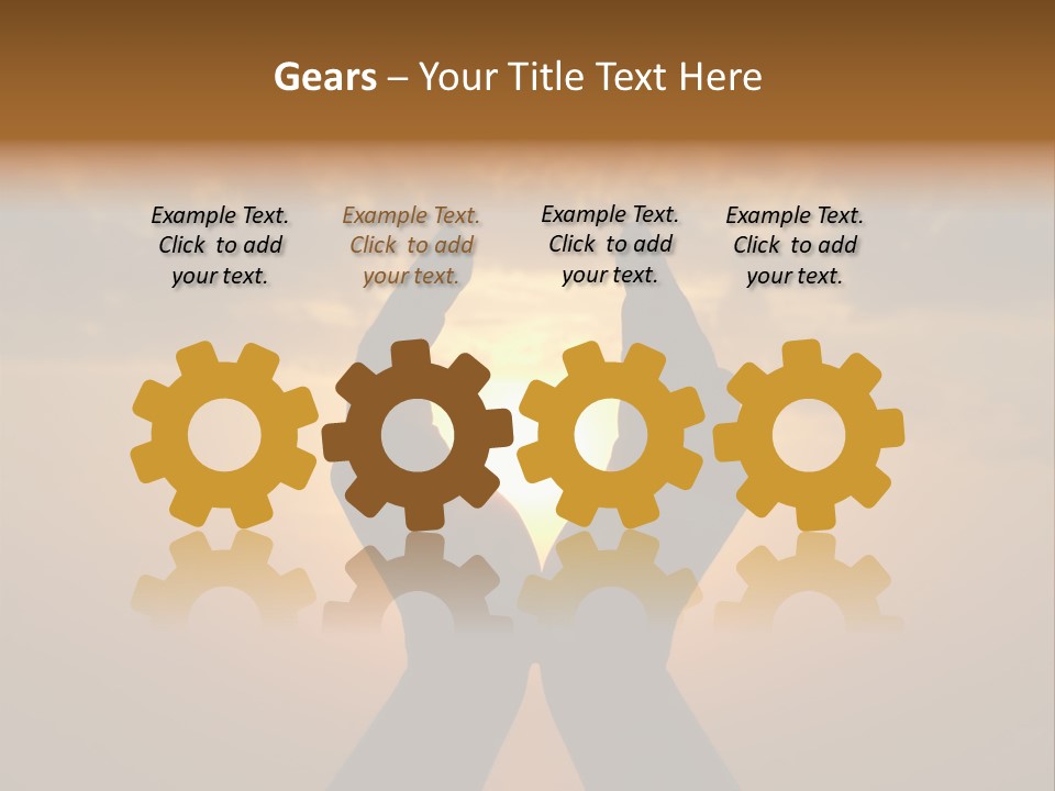 Hands Holding The Sun At Dawn PowerPoint Template