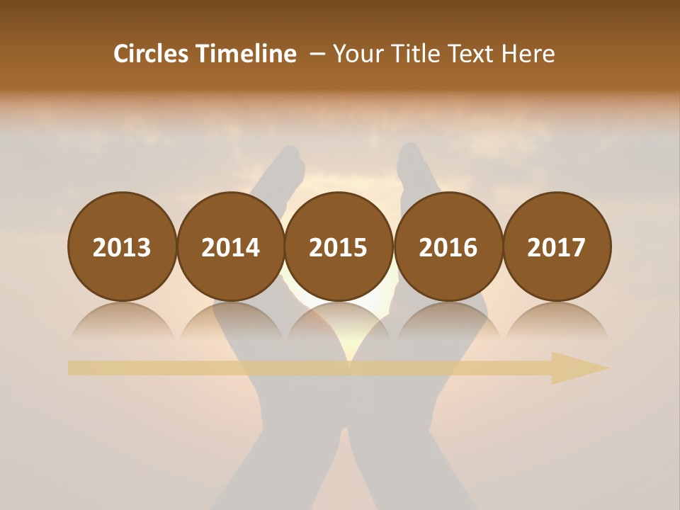 Hands Holding The Sun At Dawn PowerPoint Template