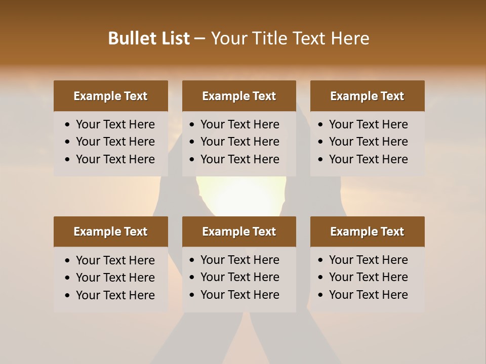 Hands Holding The Sun At Dawn PowerPoint Template