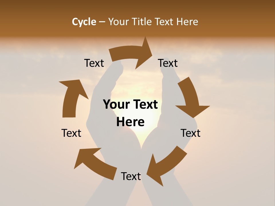 Hands Holding The Sun At Dawn PowerPoint Template