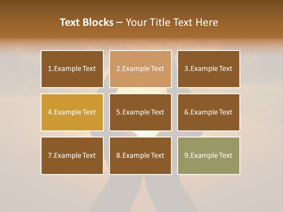 Hands Holding The Sun At Dawn PowerPoint Template