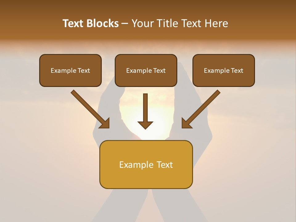 Hands Holding The Sun At Dawn PowerPoint Template