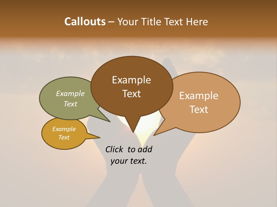 Hands Holding The Sun At Dawn PowerPoint Template
