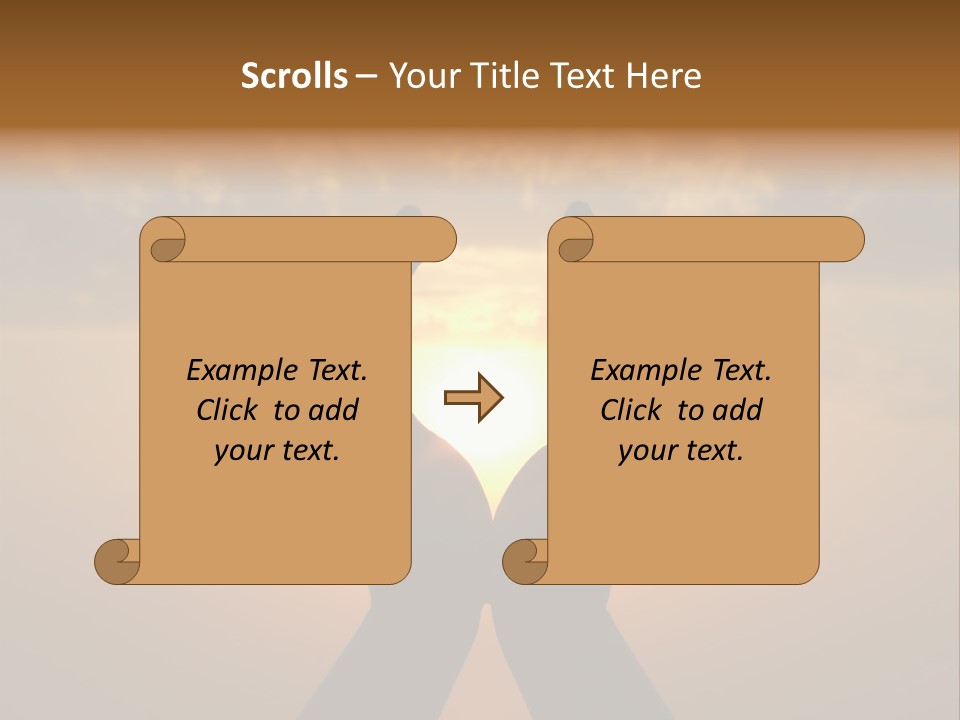 Hands Holding The Sun At Dawn PowerPoint Template