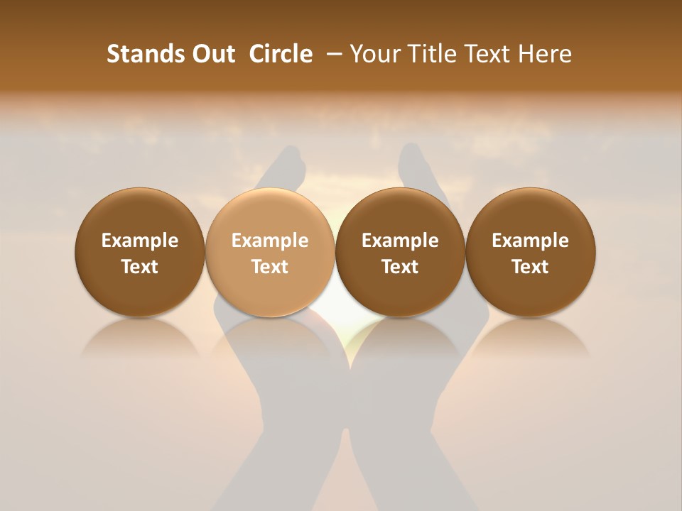 Hands Holding The Sun At Dawn PowerPoint Template