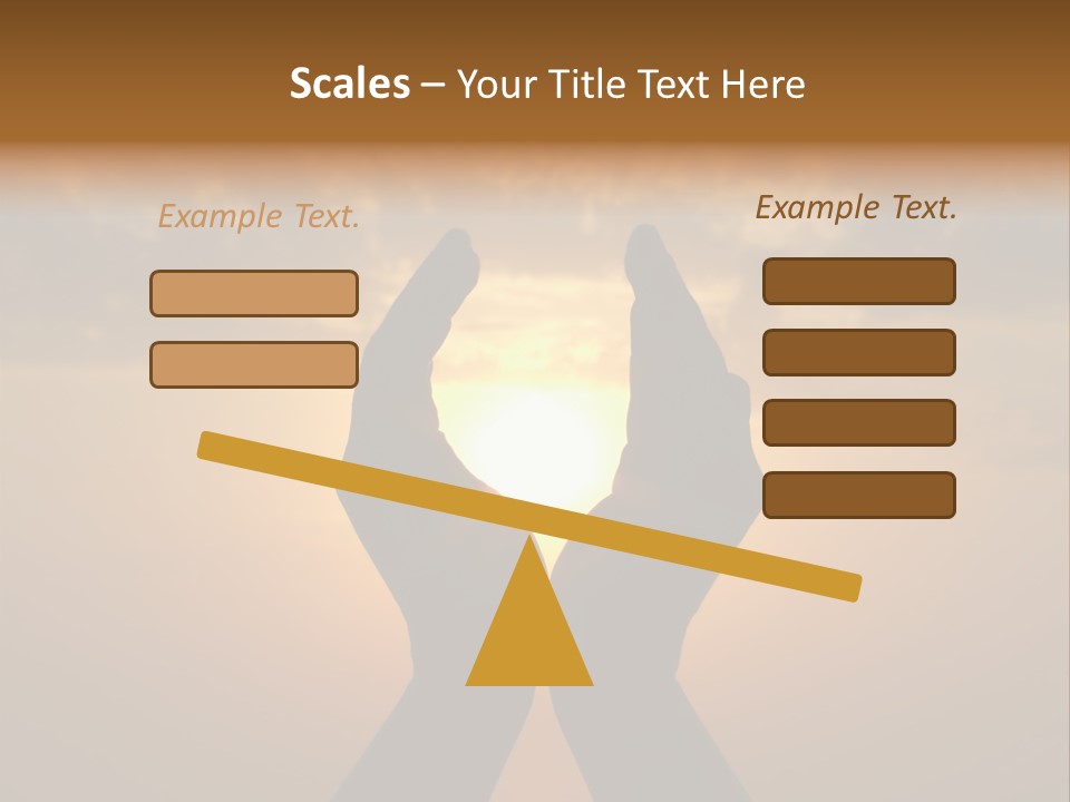 Hands Holding The Sun At Dawn PowerPoint Template