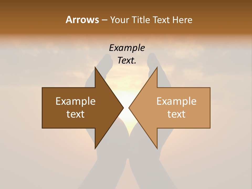 Hands Holding The Sun At Dawn PowerPoint Template