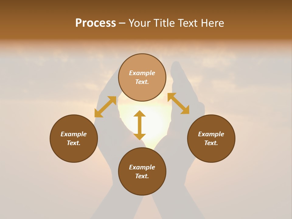 Hands Holding The Sun At Dawn PowerPoint Template