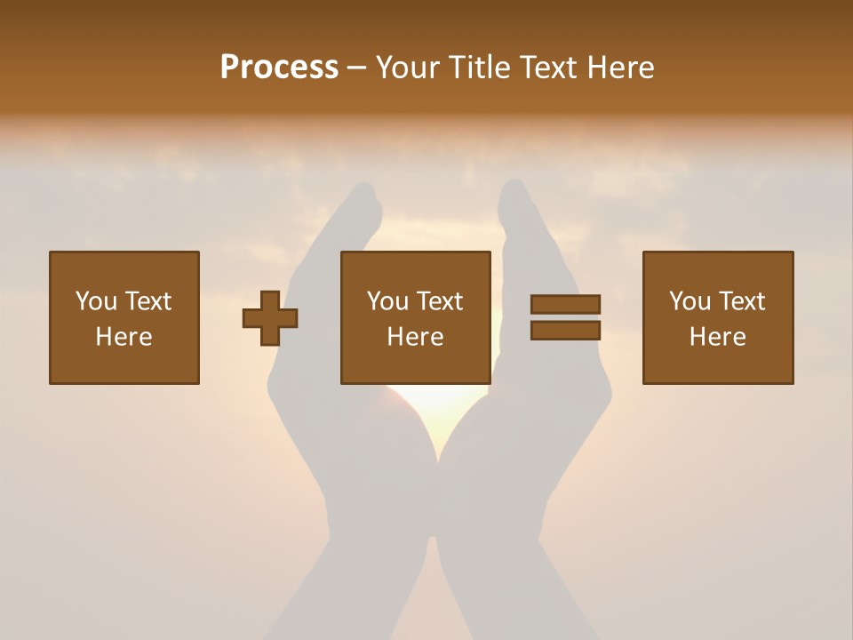 Hands Holding The Sun At Dawn PowerPoint Template