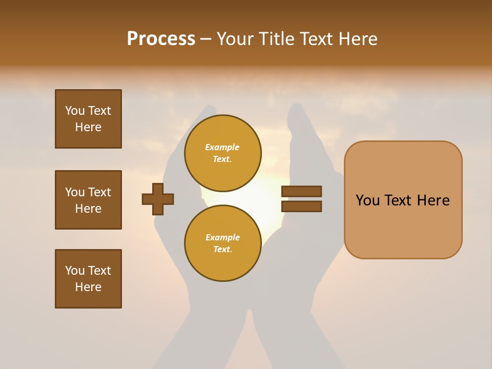 Hands Holding The Sun At Dawn PowerPoint Template