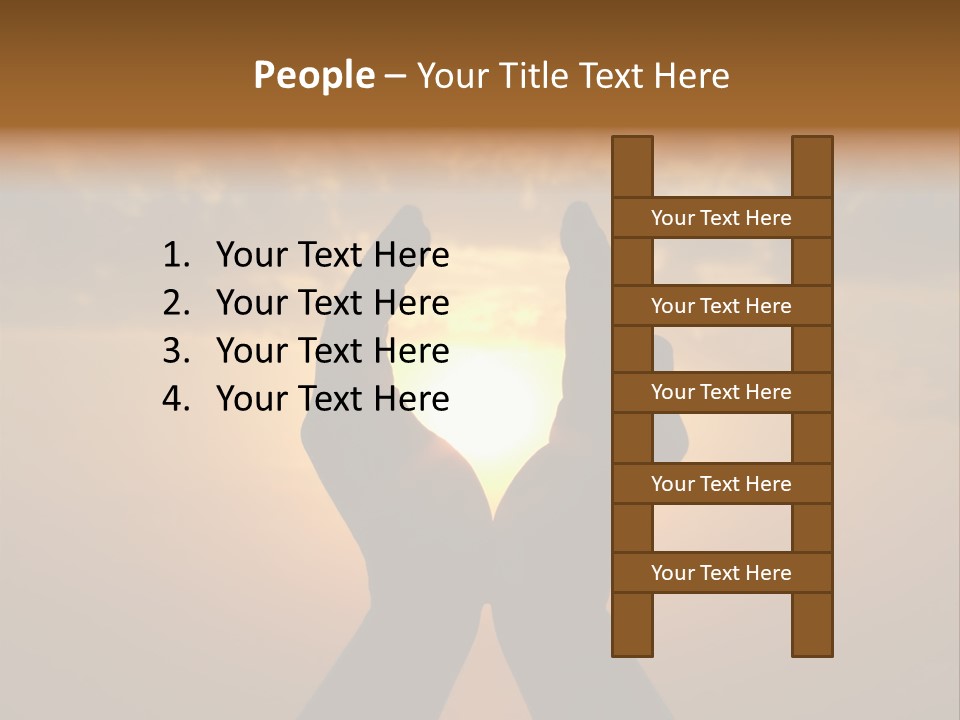 Hands Holding The Sun At Dawn PowerPoint Template