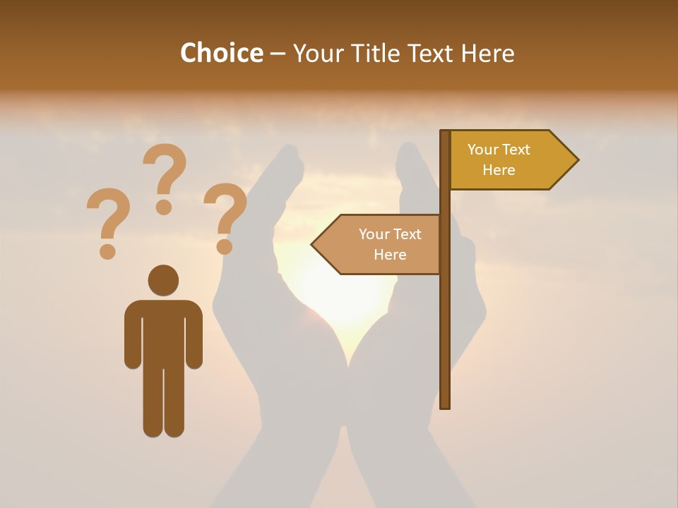 Hands Holding The Sun At Dawn PowerPoint Template