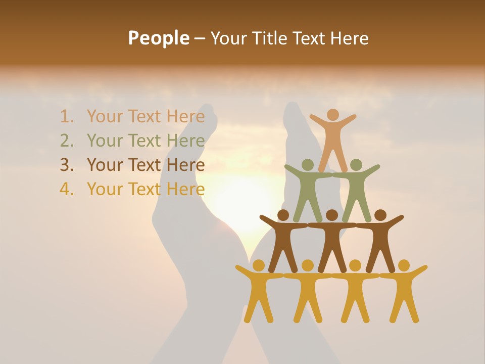 Hands Holding The Sun At Dawn PowerPoint Template