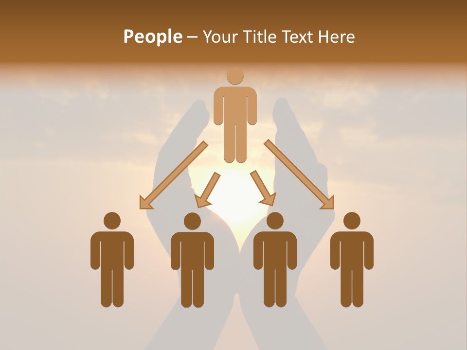 Hands Holding The Sun At Dawn PowerPoint Template