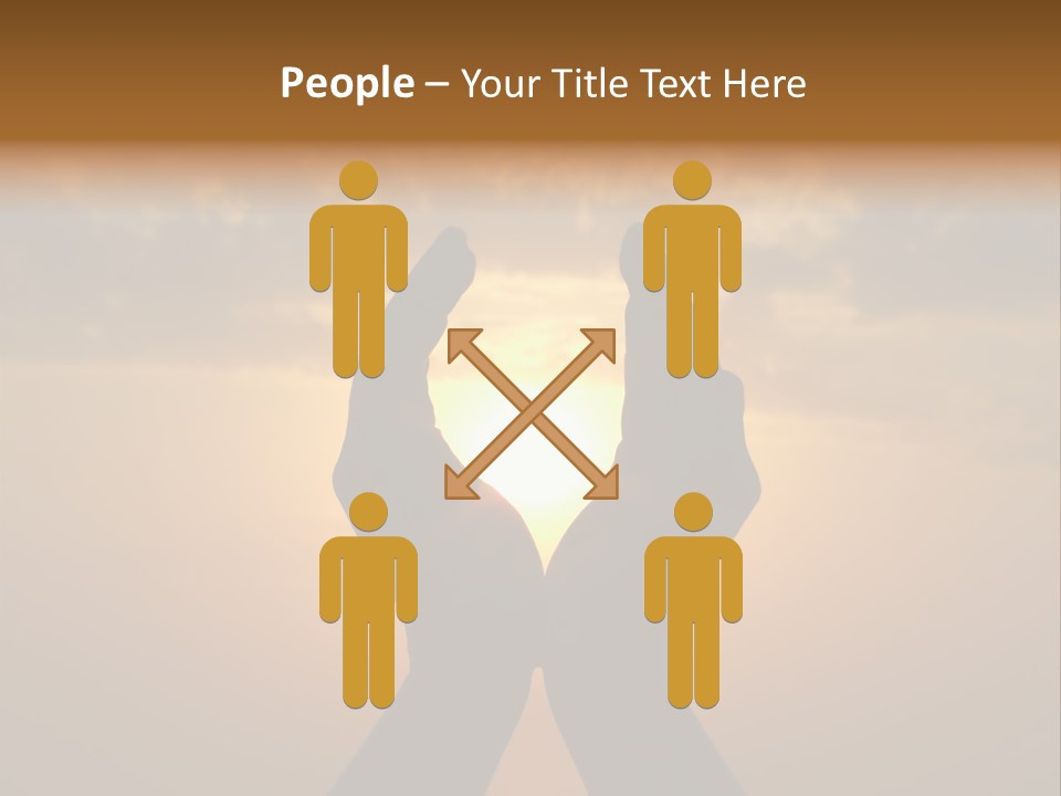 Hands Holding The Sun At Dawn PowerPoint Template