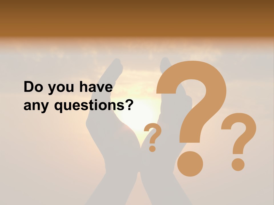 Hands Holding The Sun At Dawn PowerPoint Template