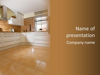 Modern Kitchen Interior In New Home. PowerPoint Template