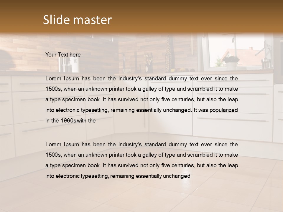 Modern Kitchen Interior In New Home. PowerPoint Template