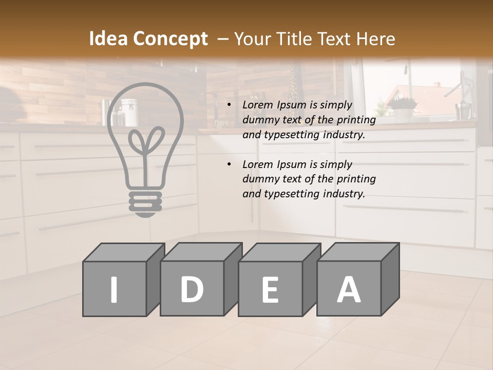 Modern Kitchen Interior In New Home. PowerPoint Template