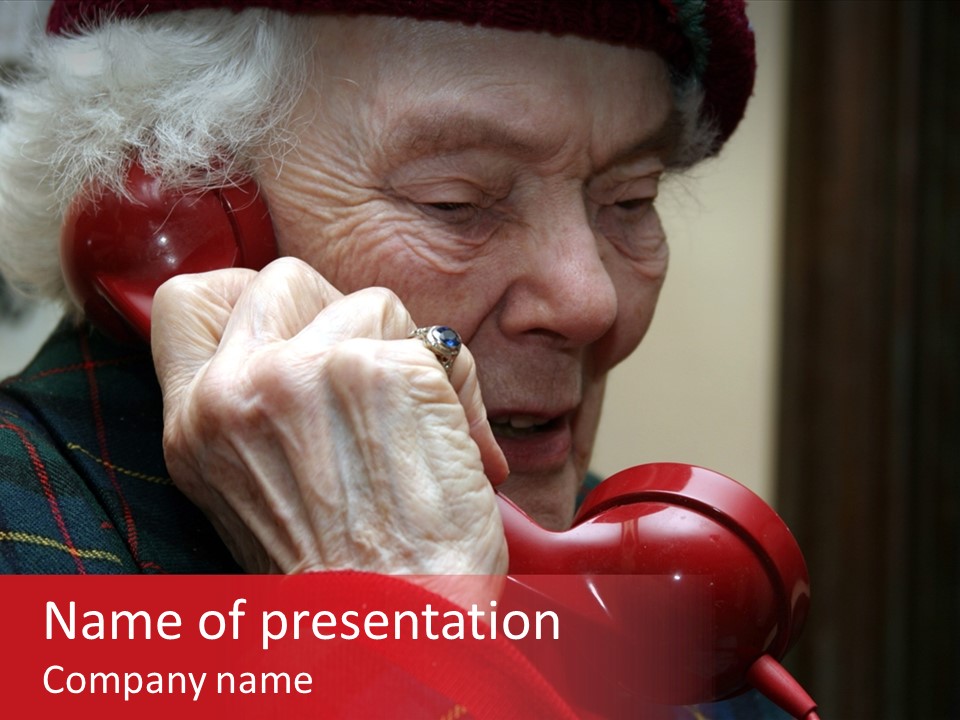 Elderly Woman On Phone PowerPoint Template