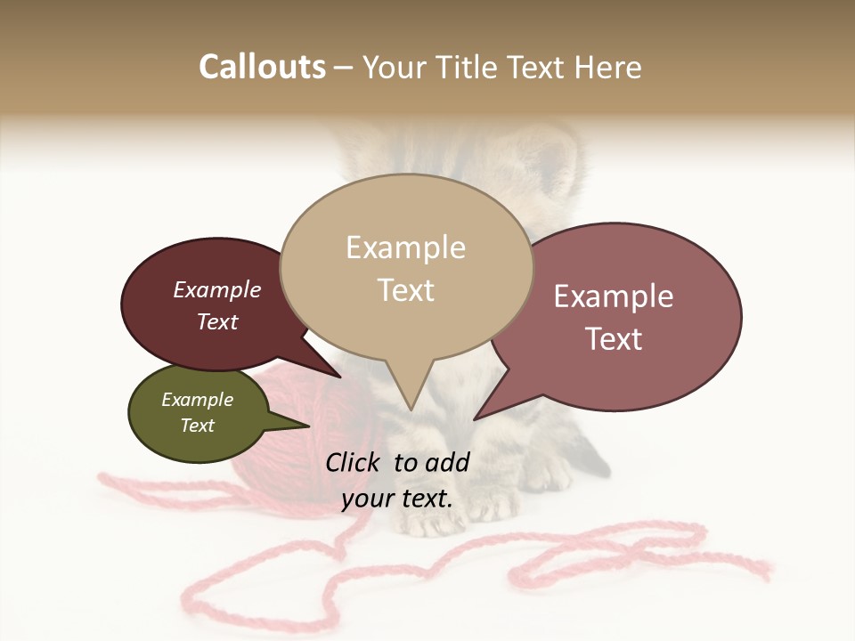 A Small Kitten Sits Next To A Ball Of Red Yarn On A White Background. These Kittens Are Being Raised On A Farm In Central Illinois PowerPoint Template