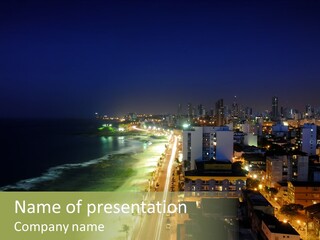 Salvador Of Bahia At Night - Brazil . PowerPoint Template