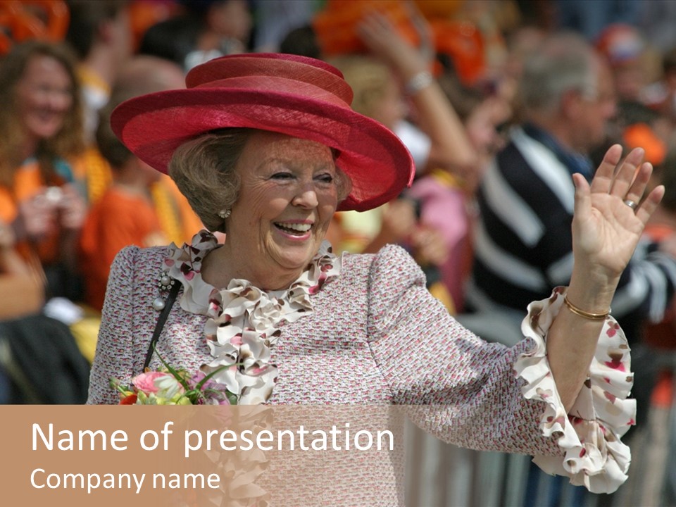 June 2008 - Queen Beatrix Of The Netherlands During Official Public Visit To The City Of The Hague, Netherlands PowerPoint Template