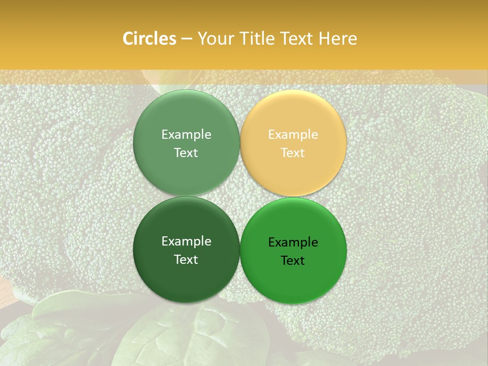 Broccoli, Cos Lettuce And Baby Spinach Leaves In Arrangement. PowerPoint Template