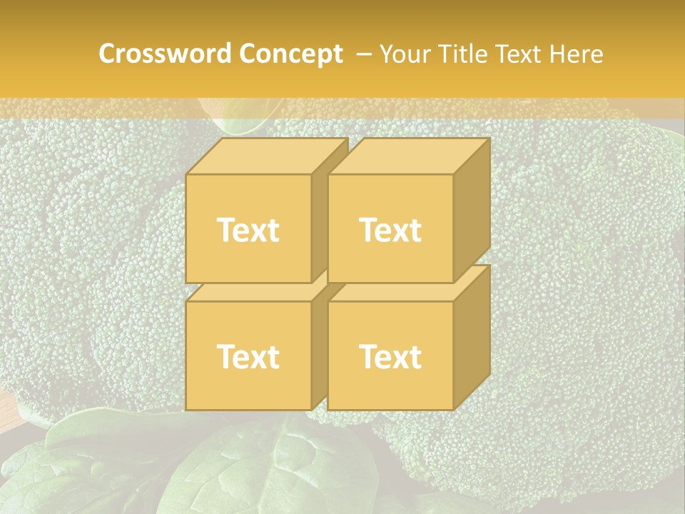 Broccoli, Cos Lettuce And Baby Spinach Leaves In Arrangement. PowerPoint Template