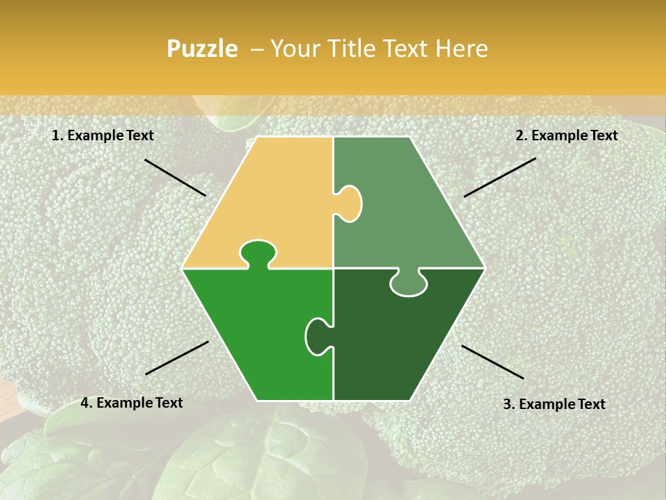 Broccoli, Cos Lettuce And Baby Spinach Leaves In Arrangement. PowerPoint Template