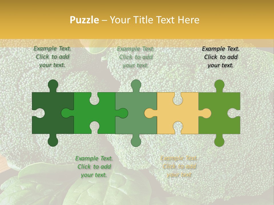 Broccoli, Cos Lettuce And Baby Spinach Leaves In Arrangement. PowerPoint Template