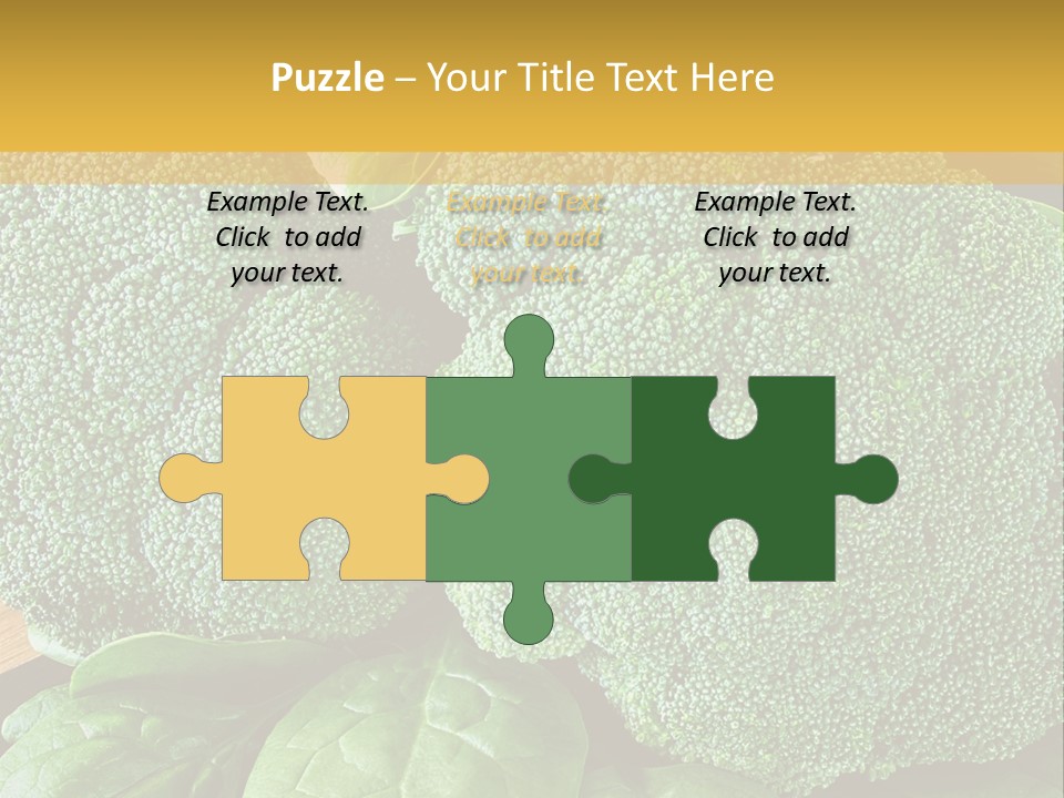 Broccoli, Cos Lettuce And Baby Spinach Leaves In Arrangement. PowerPoint Template