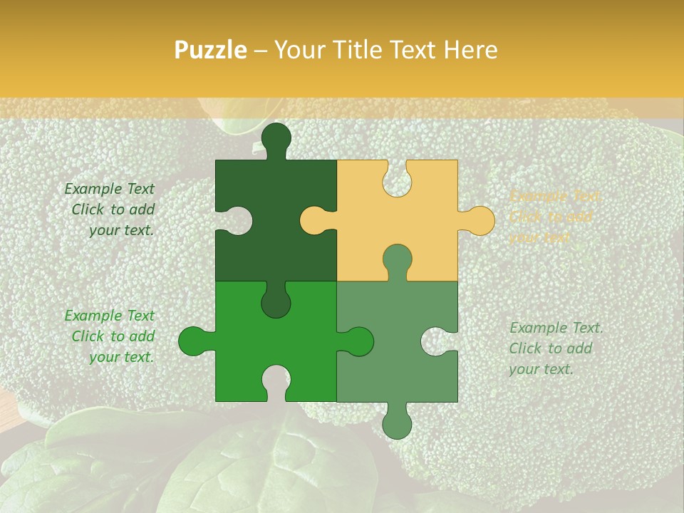 Broccoli, Cos Lettuce And Baby Spinach Leaves In Arrangement. PowerPoint Template