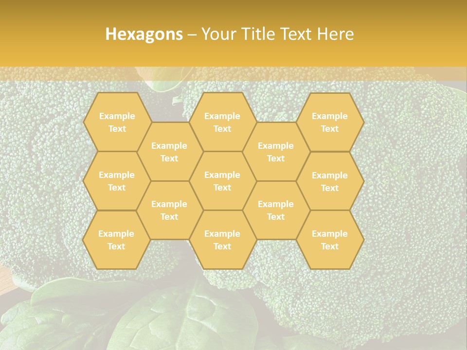 Broccoli, Cos Lettuce And Baby Spinach Leaves In Arrangement. PowerPoint Template