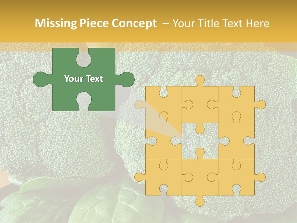 Broccoli, Cos Lettuce And Baby Spinach Leaves In Arrangement. PowerPoint Template